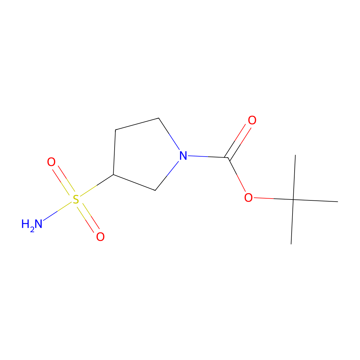 Tert-butyl 3-sulfamoylpyrrolidine-1-carboxylate molecular structure, CAS 1394669-98-7