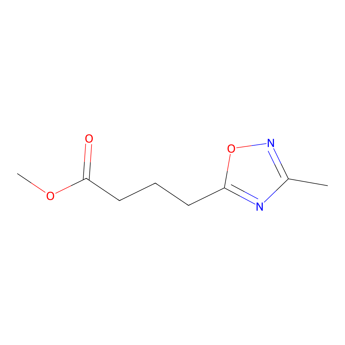 Methyl 4-(3-methyl-1,2,4-oxadiazol-5-yl)butanoate molecular structure, CAS 1394683-18-1