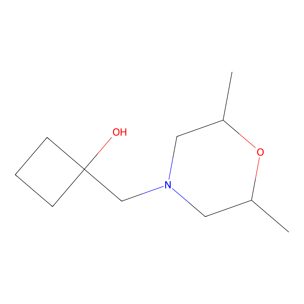 1-((2,6-Dimethylmorpholino)methyl)cyclobutan-1-ol molecular structure, CAS 1394684-38-8