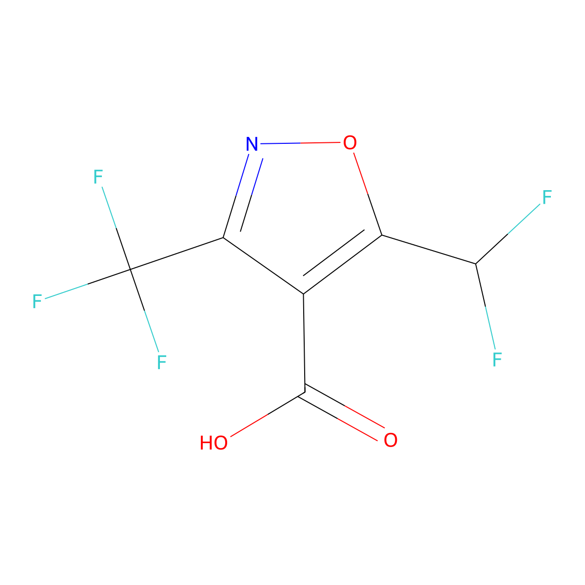 5-(Difluoromethyl)-3-(trifluoromethyl)-1,2-oxazole-4-carboxylic acid molecular structure, CAS 1394690-50-6