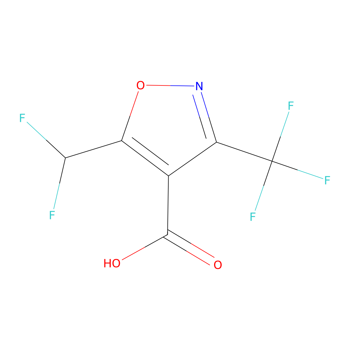 5-(Difluoromethyl)-3-(trifluoromethyl)-1,2-oxazole-4-carboxylic acid molecular structure, CAS 1394690-50-6