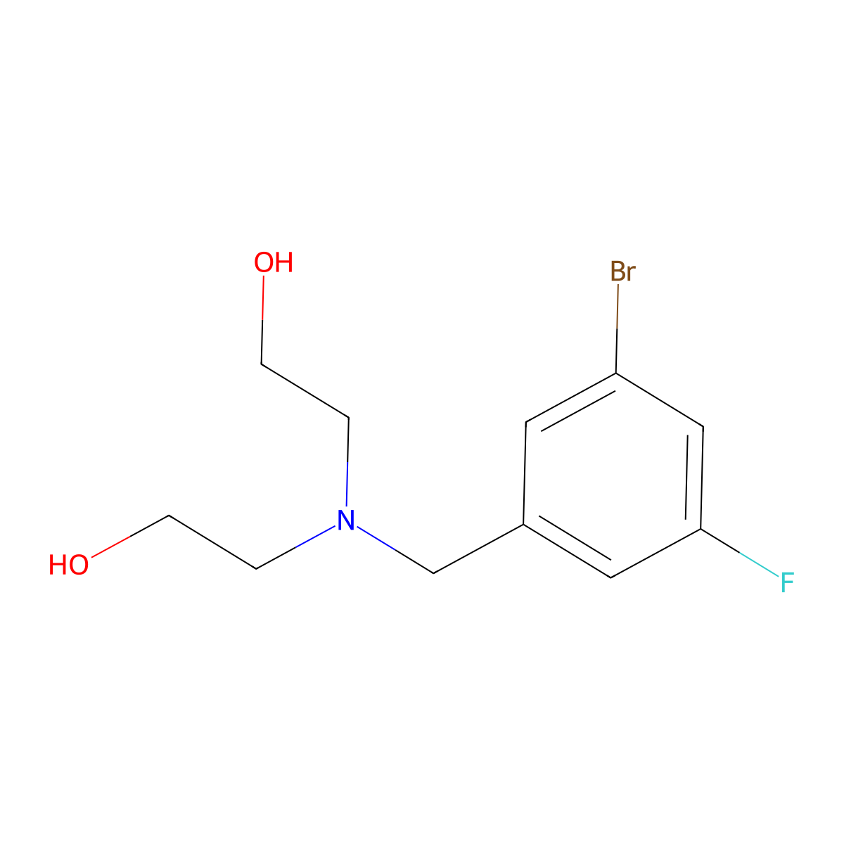 2,2'-((3-Bromo-5-fluorobenzyl)azanediyl)bis(ethan-1-ol) molecular structure, CAS 1394706-75-2