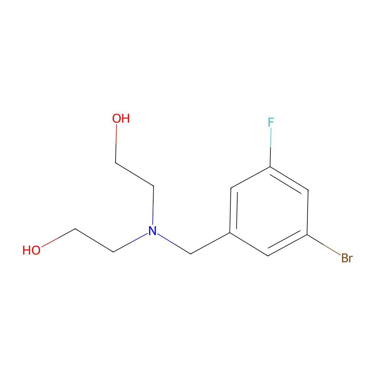 2,2'-((3-Bromo-5-fluorobenzyl)azanediyl)bis(ethan-1-ol) molecular structure, CAS 1394706-75-2