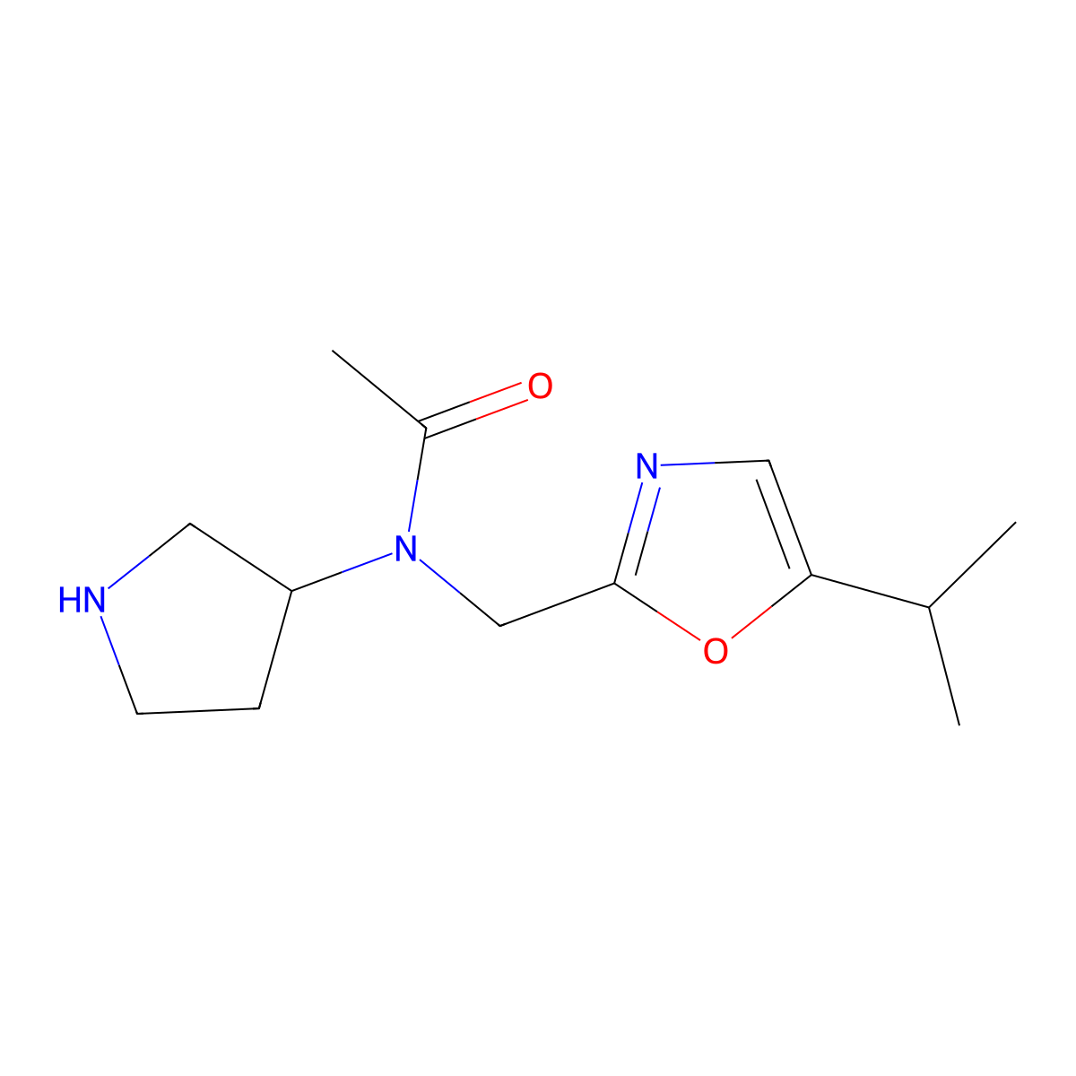 N-{[5-(propan-2-yl)-1,3-oxazol-2-yl]methyl}-N-(pyrrolidin-3-yl)acetamide molecular structure, CAS 1394716-46-1