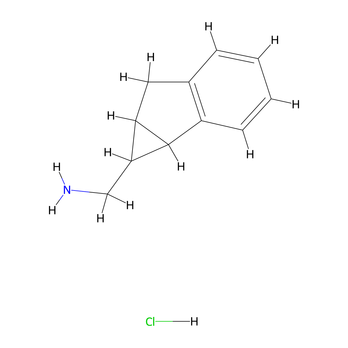 {1H,1aH,6H,6aH-cyclopropa[a]inden-1-yl}methanamine hydrochloride molecular structure, CAS 1394716-69-8