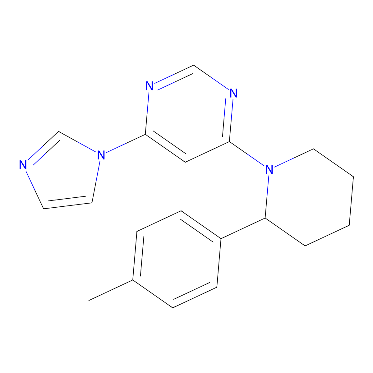 4-(1H-imidazol-1-yl)-6-[2-(4-methylphenyl)piperidin-1-yl]pyrimidine molecular structure, CAS 1394730-98-3