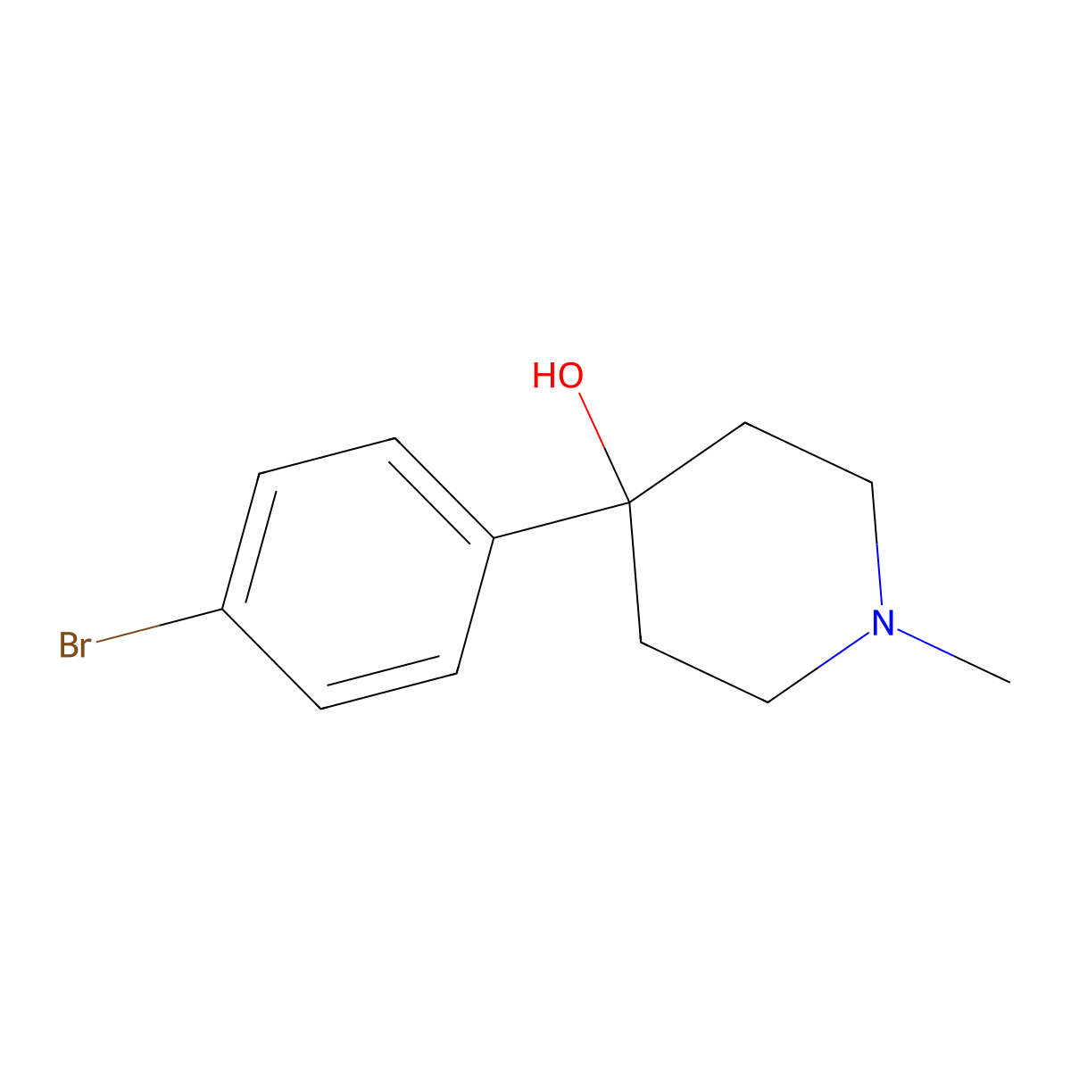 4-(4-Bromophenyl)-1-methylpiperidin-4-ol molecular structure, CAS 139474-25-2
