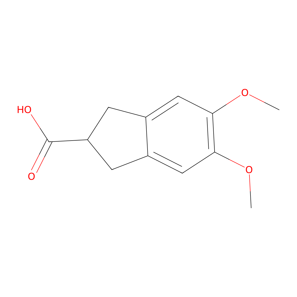 5,6-dimethoxy-2,3-dihydro-1H-indene-2-carboxylic acid molecular structure, CAS 139475-44-8