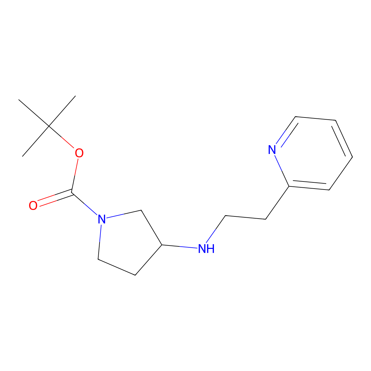 Tert-butyl 3-((2-(pyridin-2-yl)ethyl)amino)pyrrolidine-1-carboxylate molecular structure, CAS 1394754-93-8