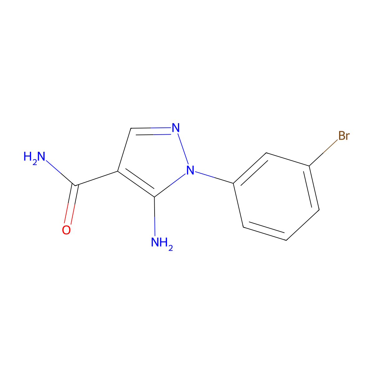 5-amino-1-(3-bromophenyl)-1H-pyrazole-4-carboxamide molecular structure, CAS 1394755-36-2