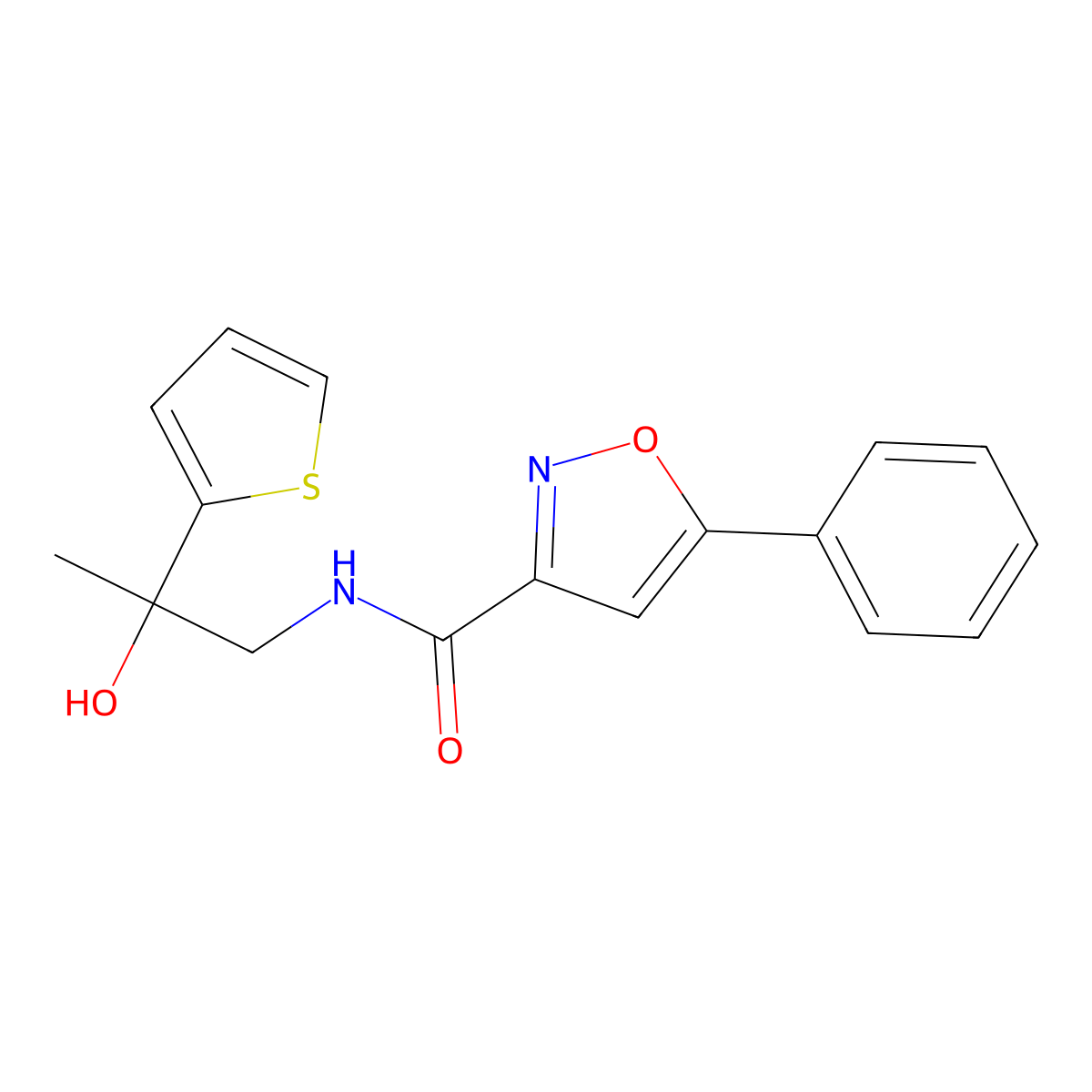 N-[2-hydroxy-2-(thiophen-2-yl)propyl]-5-phenyl-1,2-oxazole-3-carboxamide molecular structure, CAS 1394758-00-9