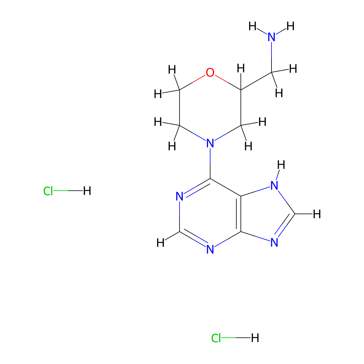 [4-(9H-purin-6-yl)morpholin-2-yl]methanamine dihydrochloride molecular structure, CAS 1394770-01-4