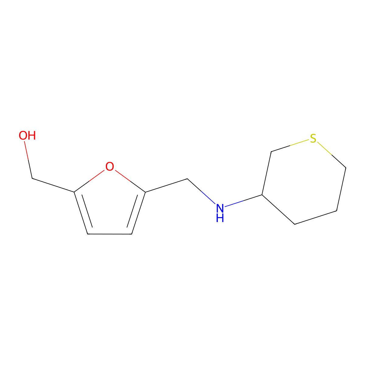 (5-(((Tetrahydro-2h-thiopyran-3-yl)amino)methyl)furan-2-yl)methanol molecular structure, CAS 1394771-07-3