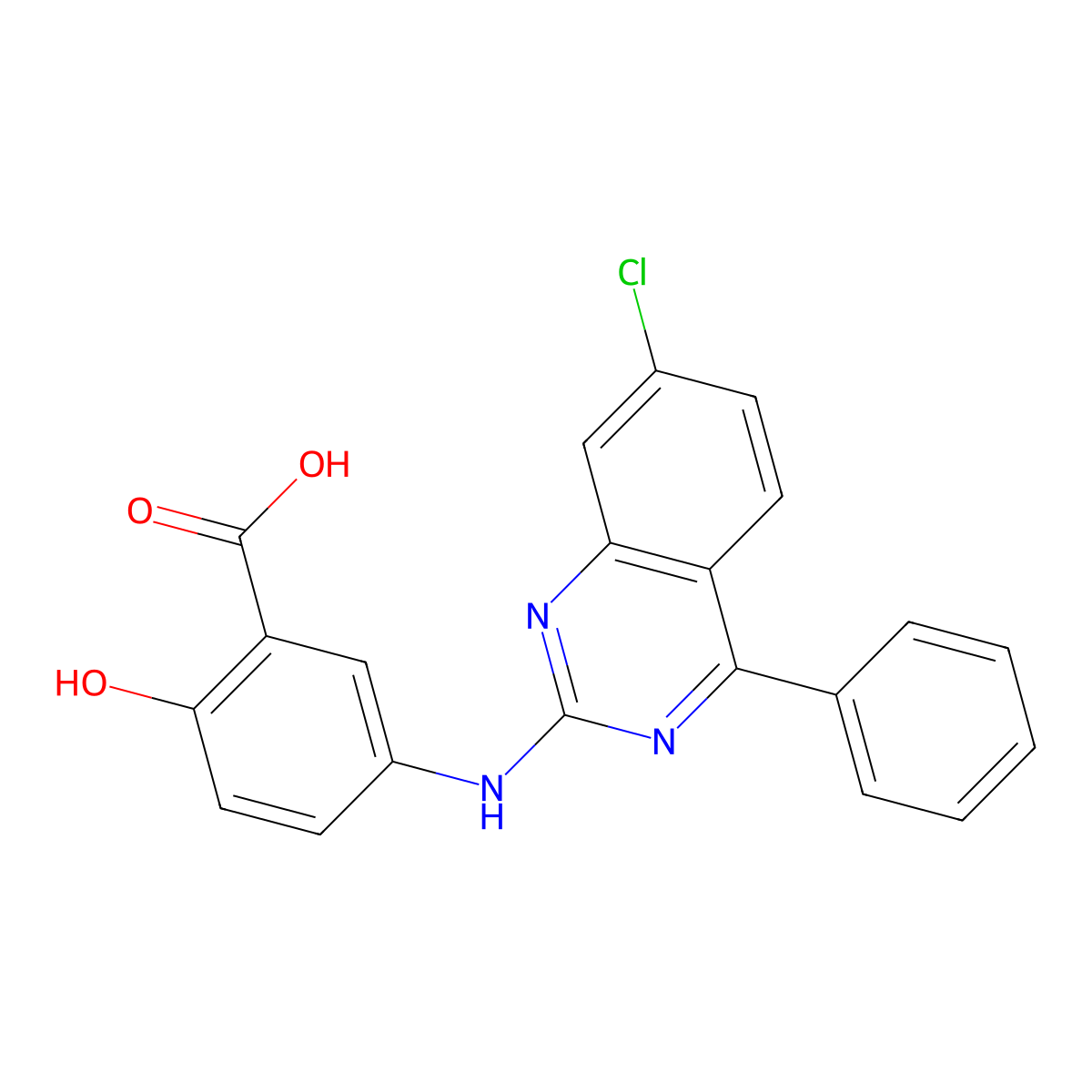 5-[(7-Chloro-4-phenylquinazolin-2-yl)amino]-2-hydroxybenzoic acid molecular structure, CAS 1394776-72-7