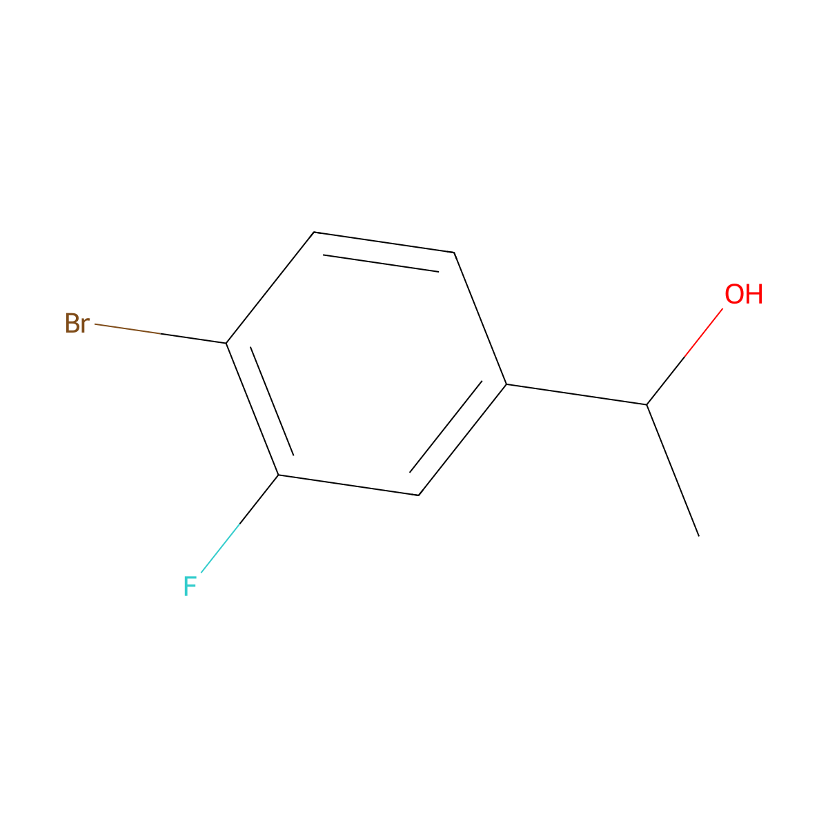 1-(4-Bromo-3-fluorophenyl)ethan-1-ol molecular structure, CAS 1394783-32-4
