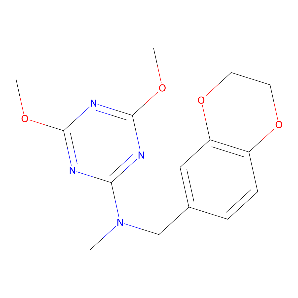 N-[(2,3-dihydro-1,4-benzodioxin-6-yl)methyl]-4,6-dimethoxy-N-methyl-1,3,5-triazin-2-amine molecular structure, CAS 1394783-71-1