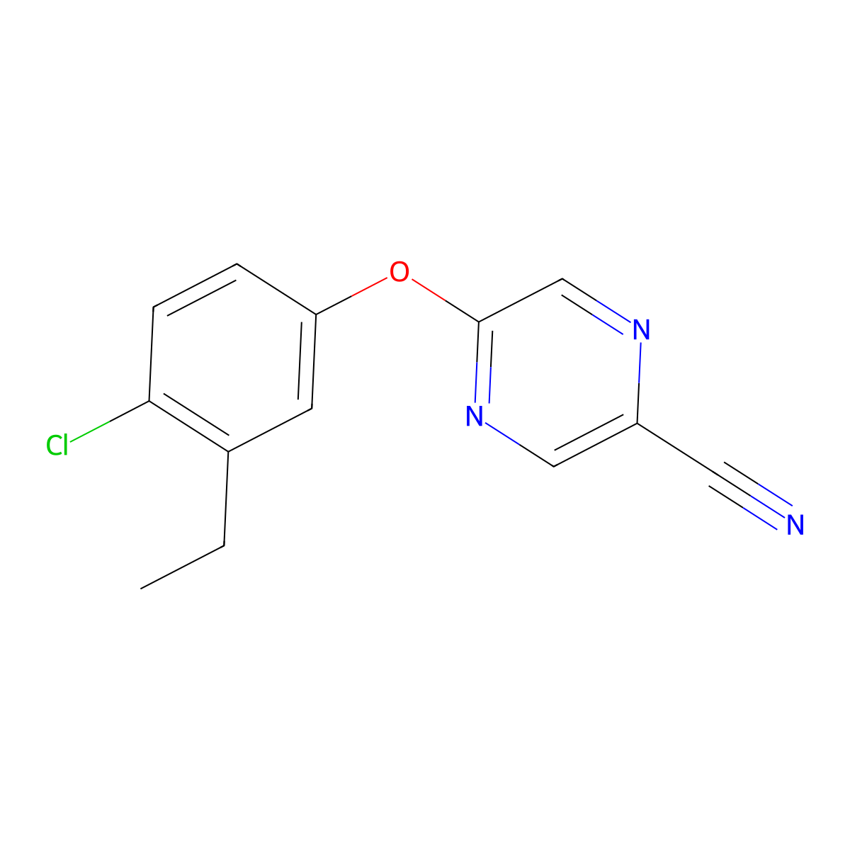 5-(4-Chloro-3-ethylphenoxy)pyrazine-2-carbonitrile molecular structure, CAS 1394791-54-8