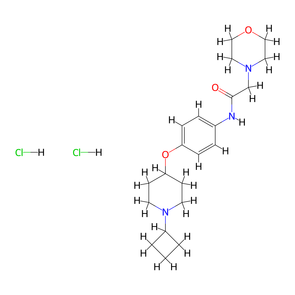 N-(4-(1-cyclobutylpiperidin-4-yloxy)phenyl)-2-(morpholin-4-yl)acetamide dihydrochloride molecular structure, CAS 1394808-20-8