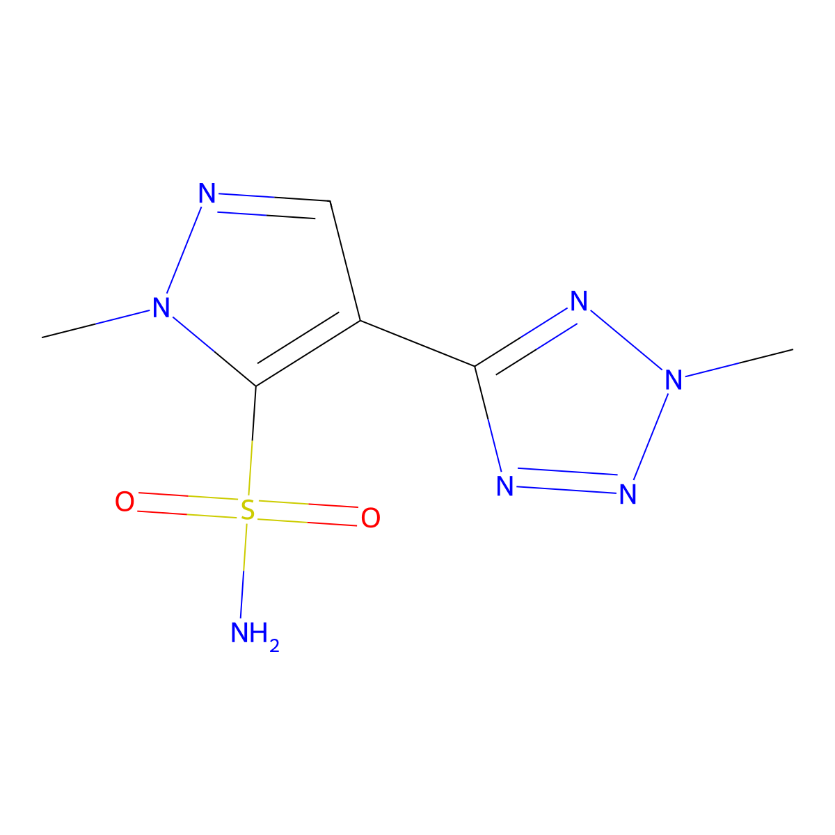 1-Methyl-4-(2-methyl-2H-tetrazol-5-yl)-1H-pyrazole-5-sulfonamide molecular structure, CAS 139481-22-4