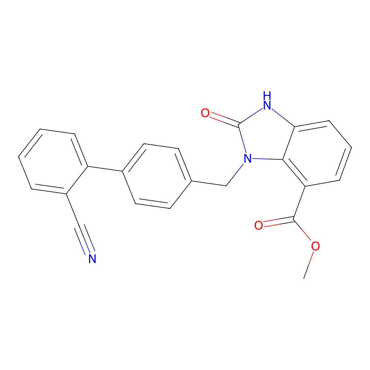 Methyl 3-((2'-cyano-[1,1'-biphenyl]-4-yl)methyl)-2-oxo-2,3-dihydro-1H-benzo[d]imidazole-4-carboxylate molecular structure, CAS 139481-33-7