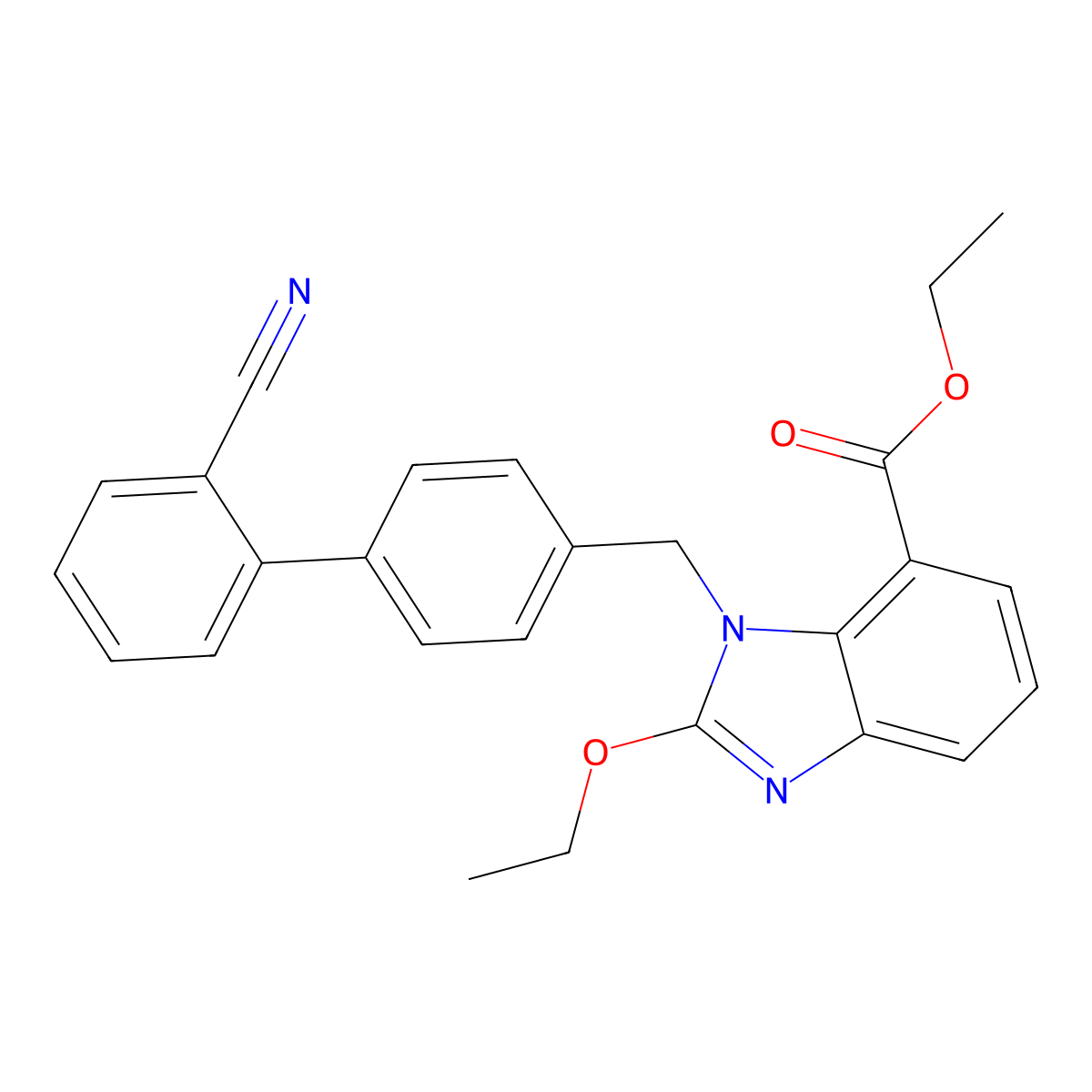 Ethyl 1-((2'-cyano(1,1'-biphenyl)-4-yl)methyl)-2-ethoxy-1H-benzimidazole-7-carboxylate molecular structure, CAS 139481-41-7