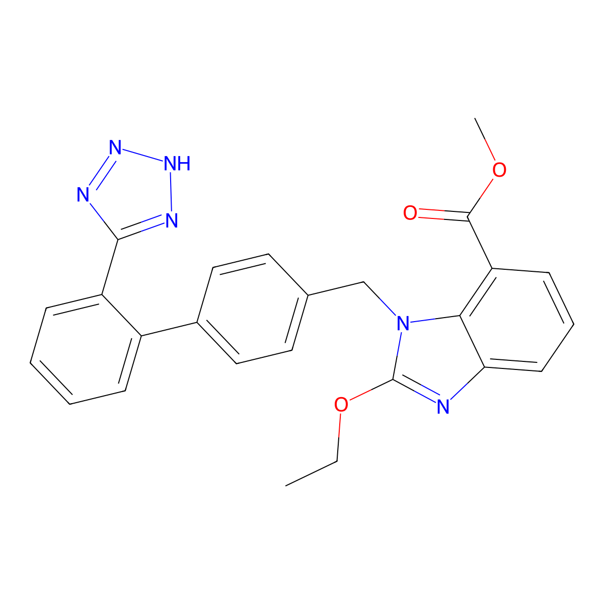 Methyl candesartan molecular structure, CAS 139481-69-9