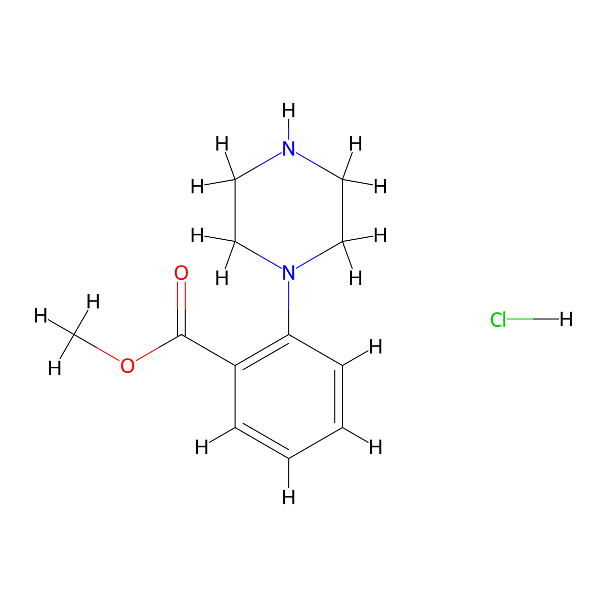 Methyl 2-(piperazin-1-yl)benzoate hydrochloride molecular structure, CAS 1394820-10-0