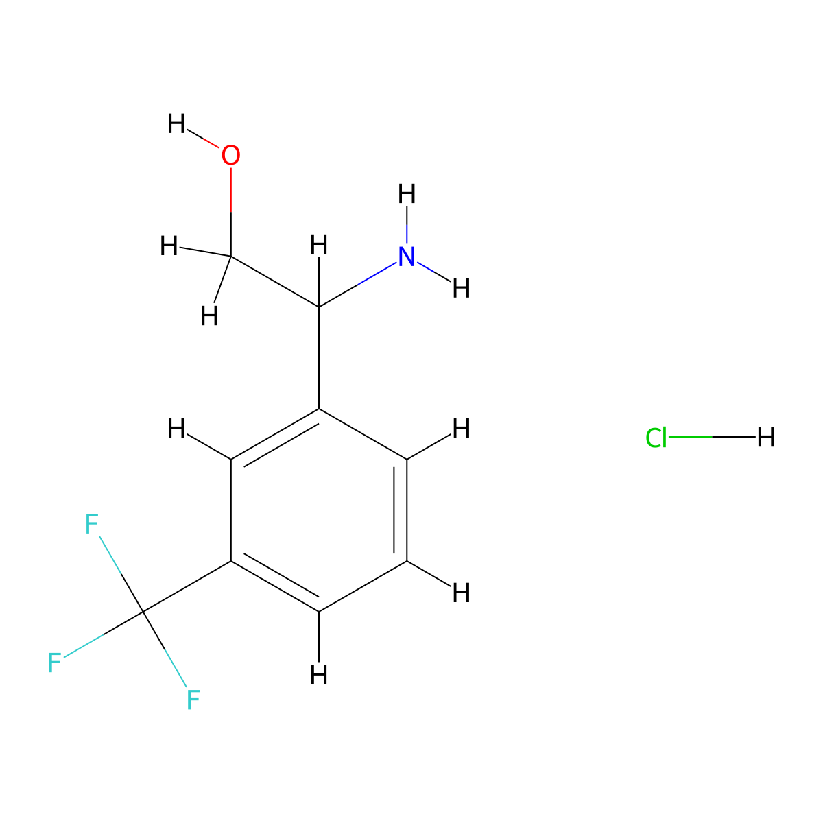 2-Amino-2-(3-(trifluoromethyl)phenyl)ethan-1-ol hydrochloride molecular structure, CAS 1394820-14-4