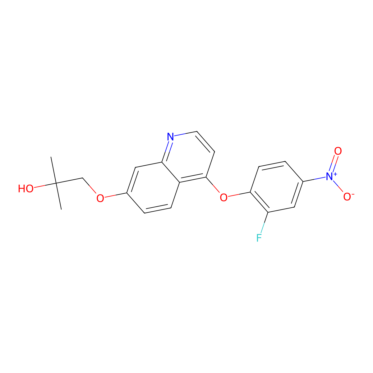 1-((4-(2-Fluoro-4-nitrophenoxy)quinolin-7-yl)oxy)-2-methylpropan-2-ol molecular structure, CAS 1394820-99-5