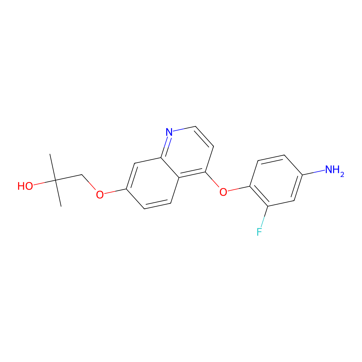1-((4-(4-Amino-2-fluorophenoxy)quinolin-7-yl)oxy)-2-methylpropan-2-ol molecular structure, CAS 1394821-00-1