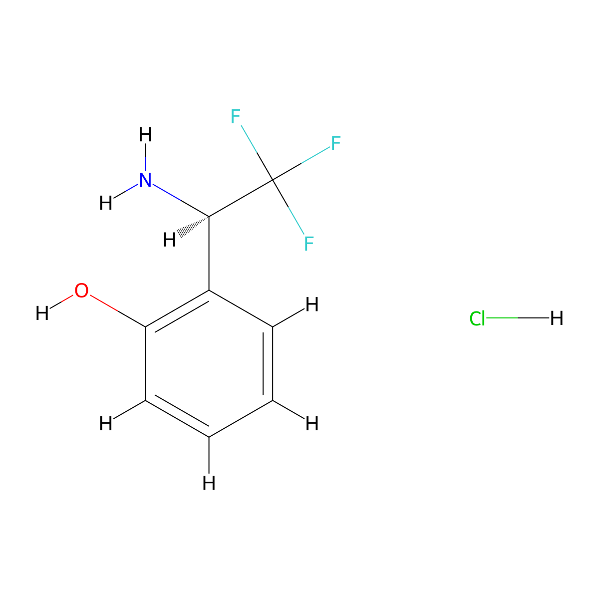 2-((1R)-1-amino-2,2,2-trifluoroethyl)phenol hydrochloride molecular structure, CAS 1394822-90-2