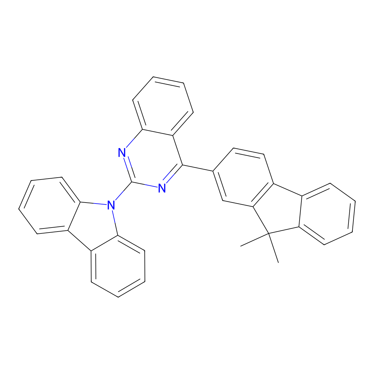 9-(4-(9,9-Dimethyl-9H-fluoren-2-yl)quinazolin-2-yl)-9H-carbazole molecular structure, CAS 1394834-50-4