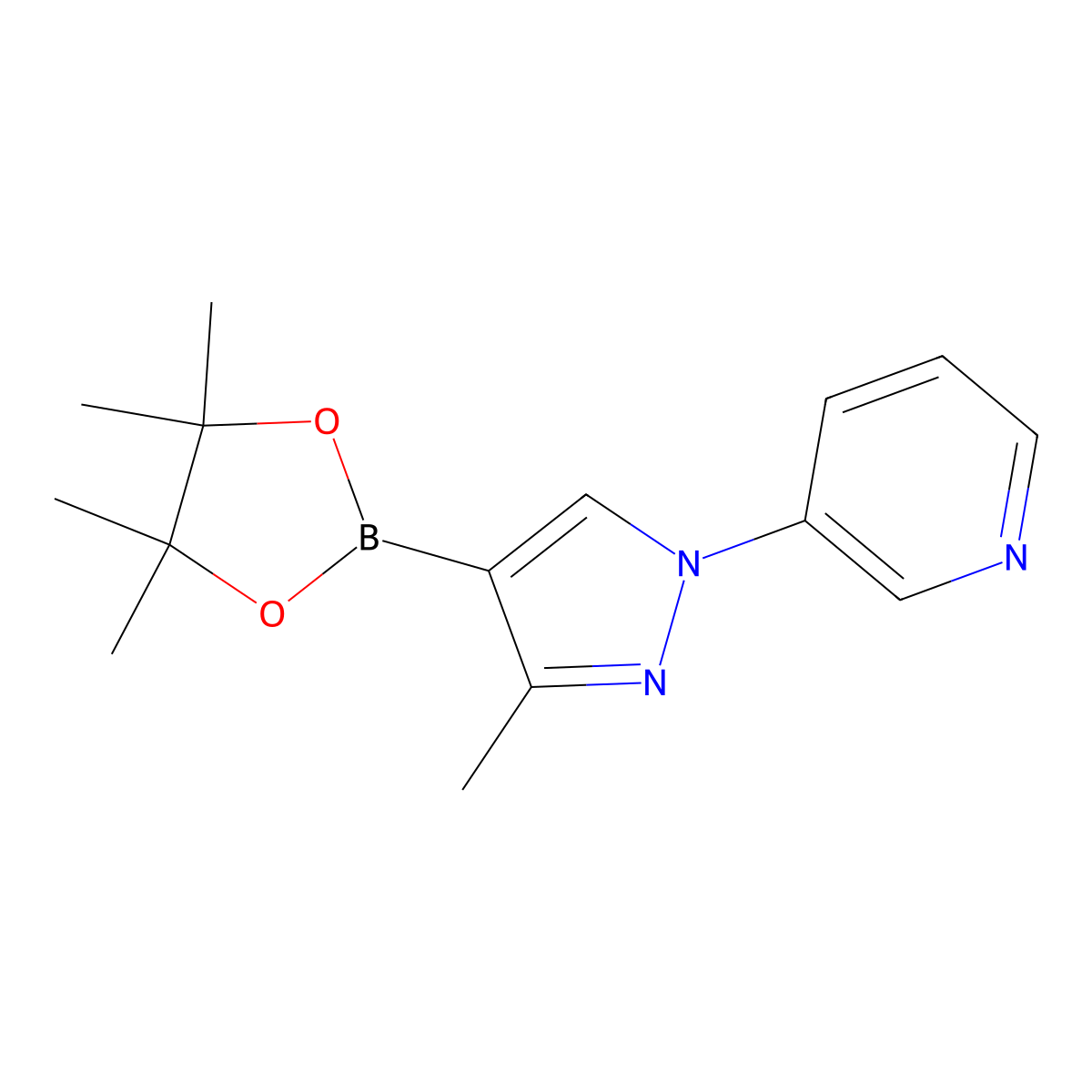 3-(3-methyl-4-(4,4,5,5-tetramethyl-1,3,2-dioxaborolan-2-yl)-1H-pyrazol-1-yl)pyridine molecular structure, CAS 1394837-46-7