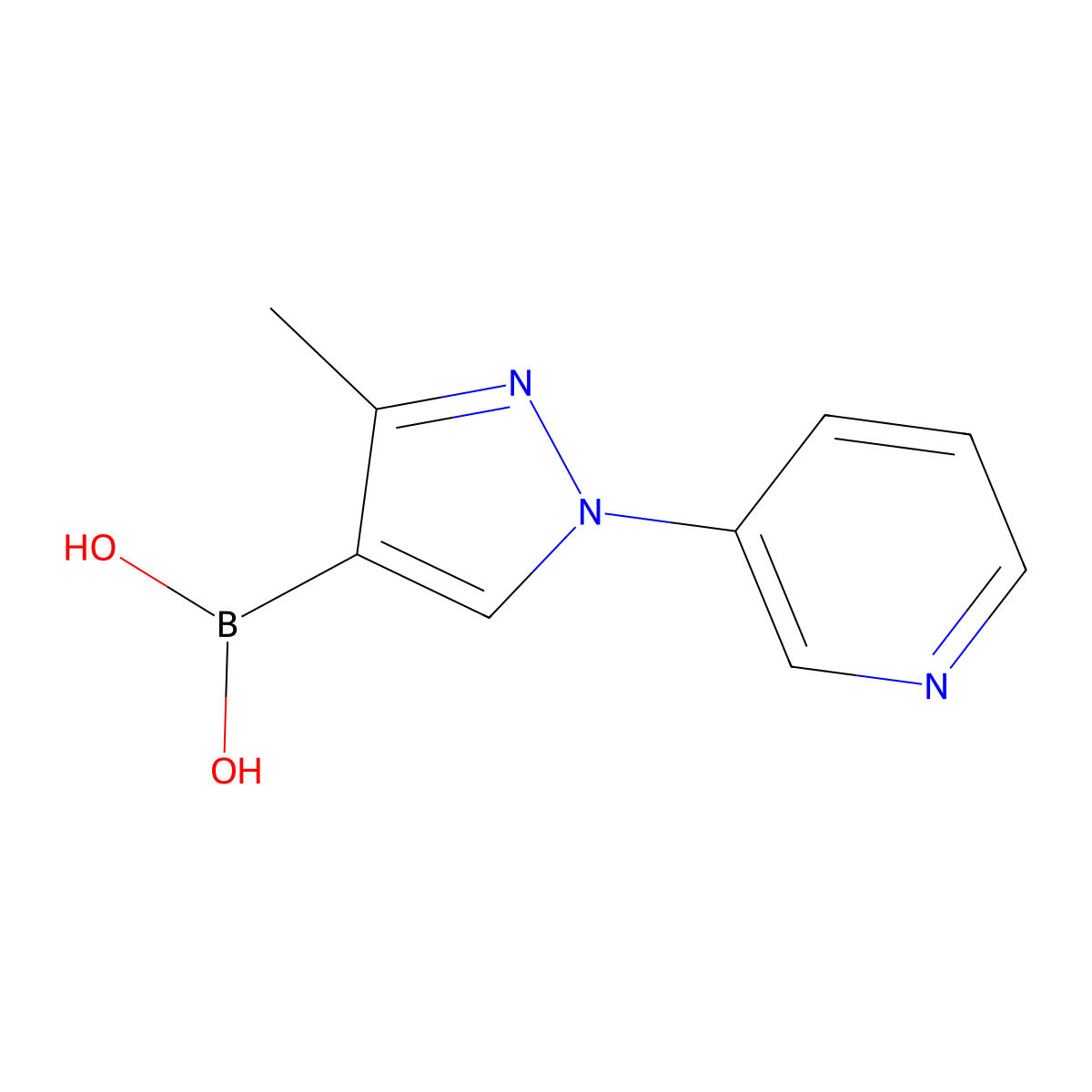 3-Methyl-1-(pyridin-3-yl)pyrazole-4-boronic acid molecular structure, CAS 1394837-47-8