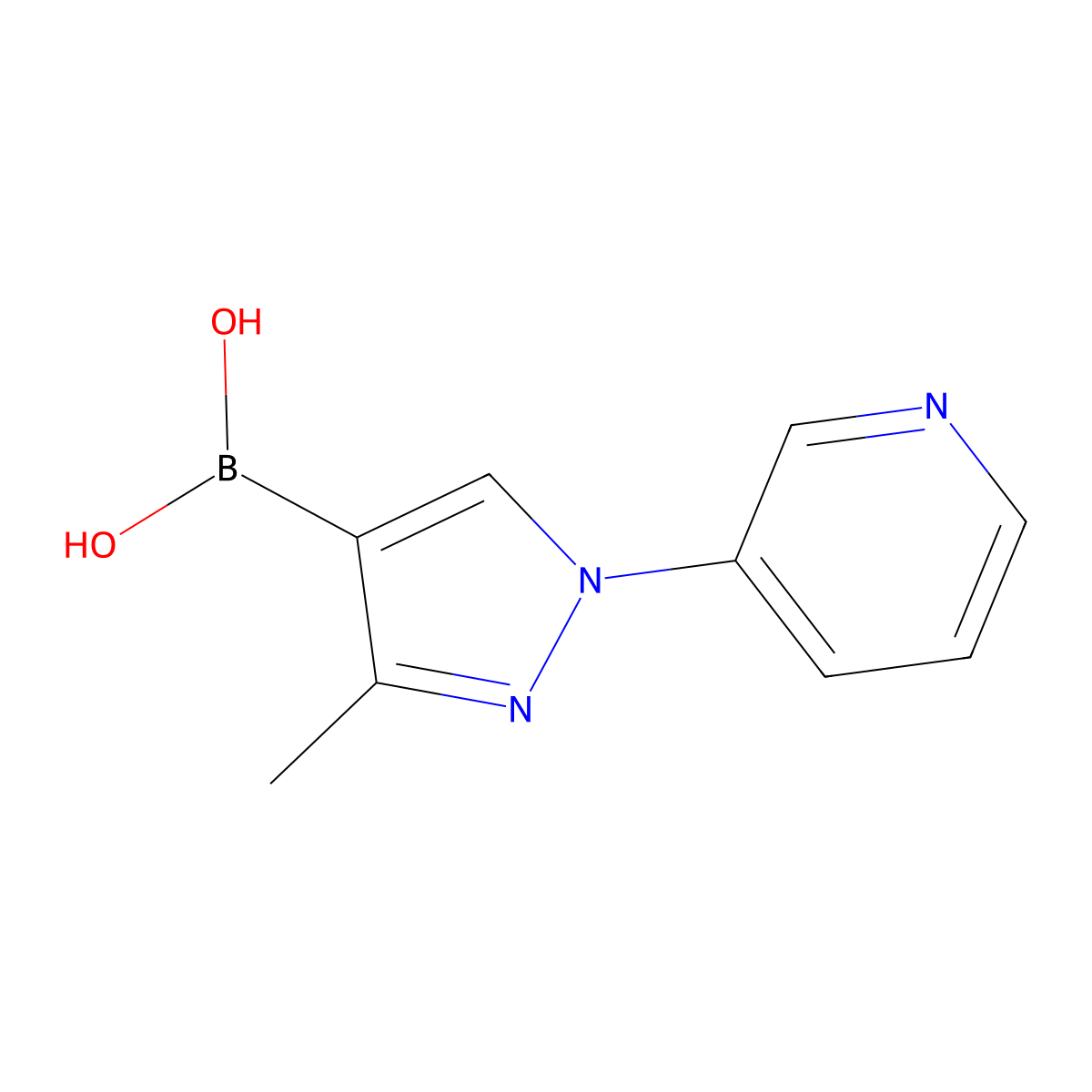 3-Methyl-1-(pyridin-3-yl)pyrazole-4-boronic acid molecular structure, CAS 1394837-47-8