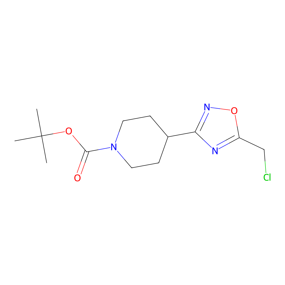 Tert-butyl 4-[5-(chloromethyl)-1,2,4-oxadiazol-3-yl]piperidine-1-carboxylate molecular structure, CAS 1394838-35-7