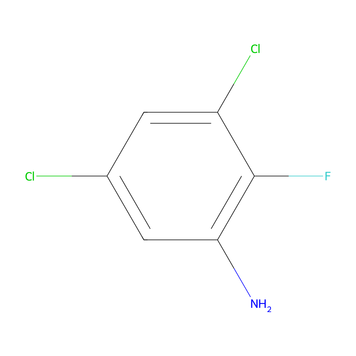 3,5-Dichloro-2-fluoroaniline molecular structure, CAS 1394838-36-8