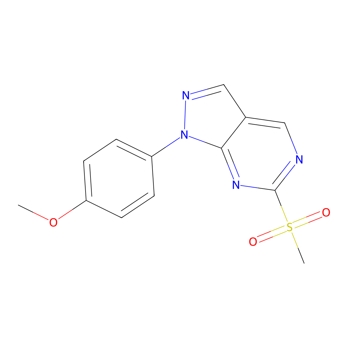 1-(4-Methoxyphenyl)-6-(methylsulfonyl)-1H-pyrazolo[3,4-d]pyrimidine molecular structure, CAS 1394840-29-9