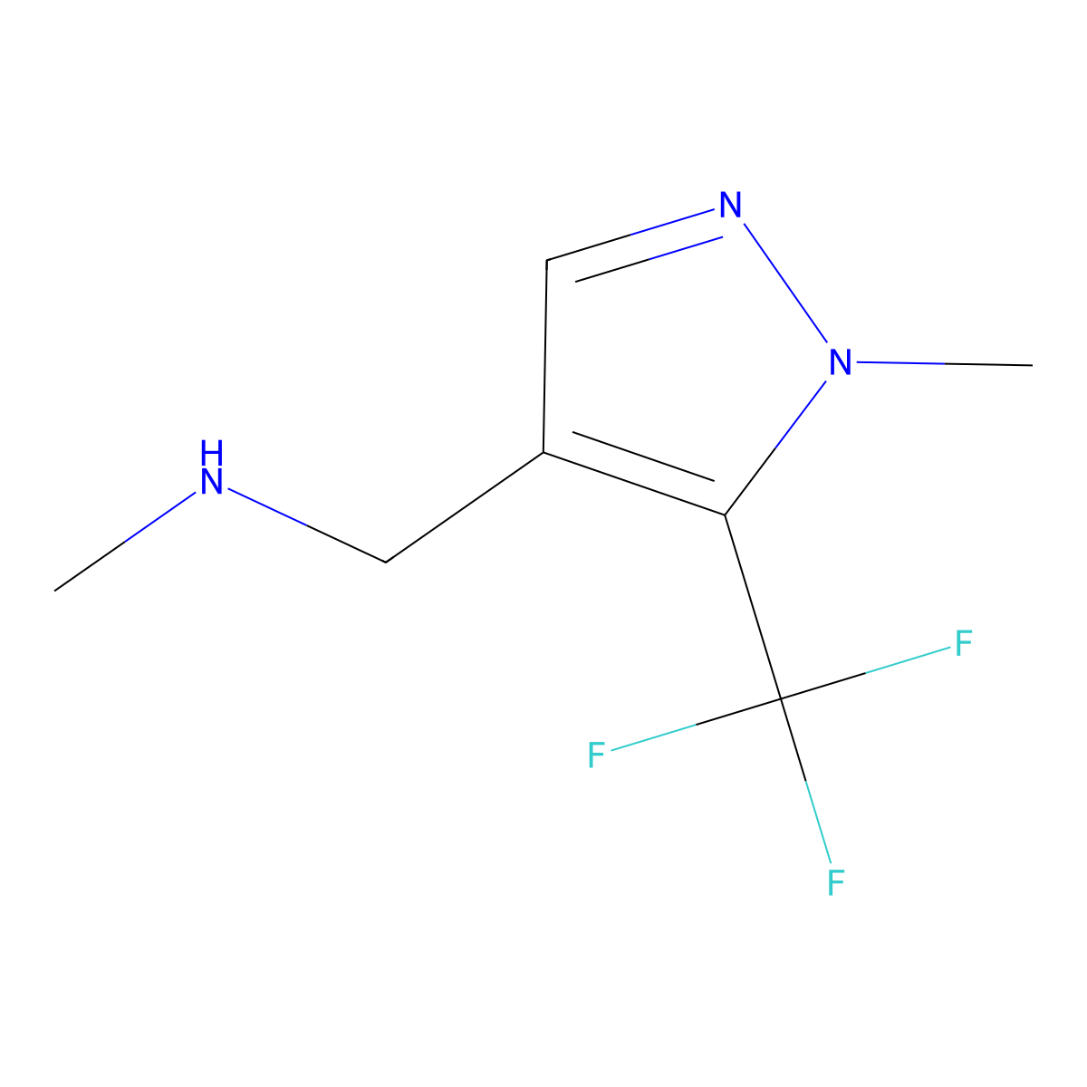 methyl({[1-methyl-5-(trifluoromethyl)-1H-pyrazol-4-yl]methyl})amine molecular structure, CAS 1394888-99-3