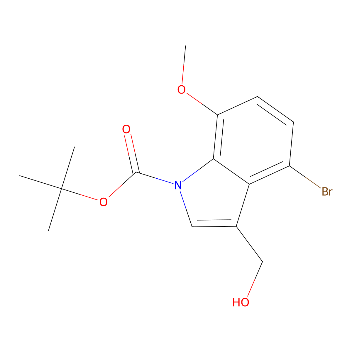 N-Boc-4-bromo-3-(hydroxymethyl)-7-methoxyindole molecular structure, CAS 1394899-04-7
