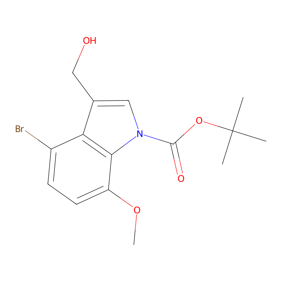N-Boc-4-bromo-3-(hydroxymethyl)-7-methoxyindole molecular structure, CAS 1394899-04-7