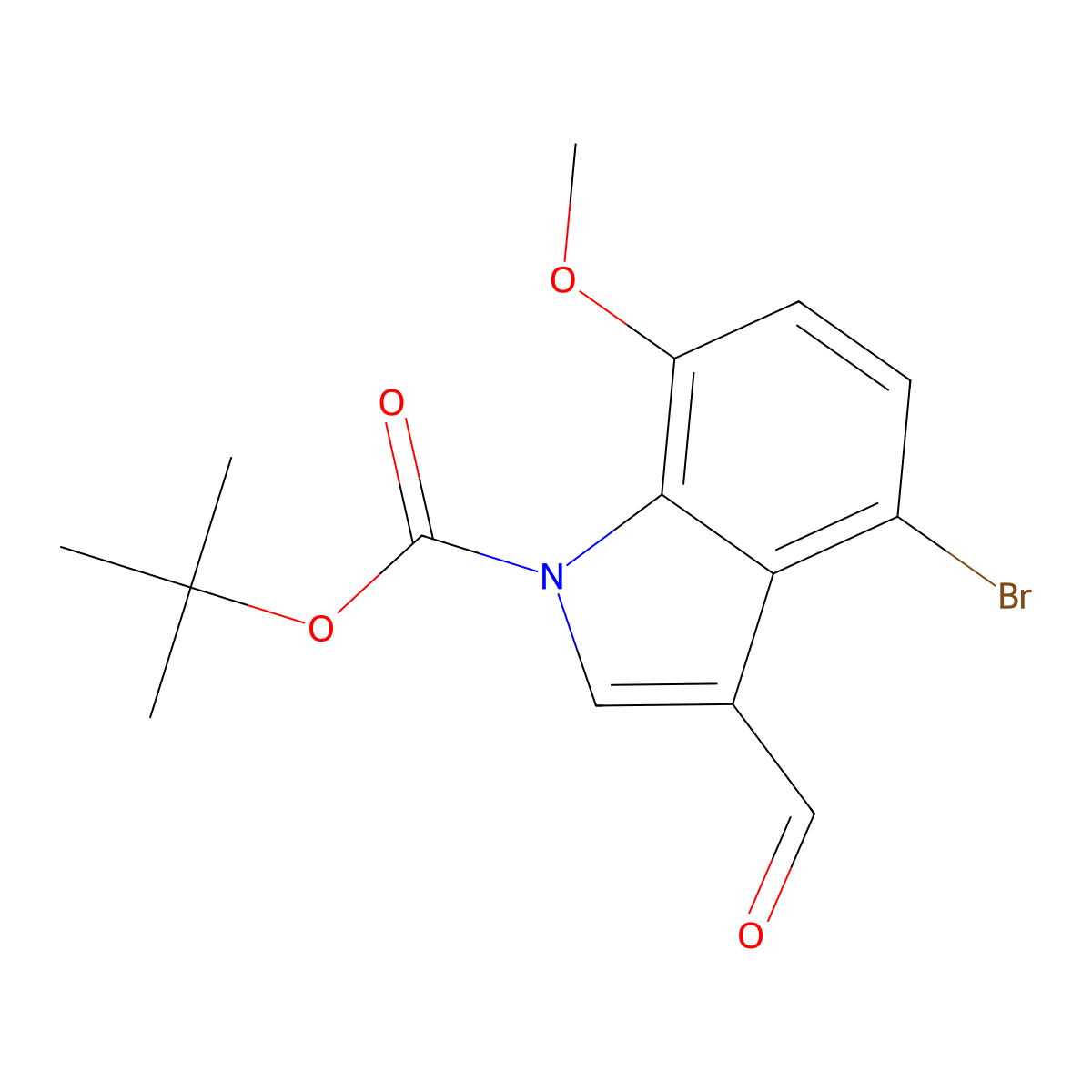 N-Boc-4-bromo-3-formyl-7-methoxyindole molecular structure, CAS 1394899-06-9