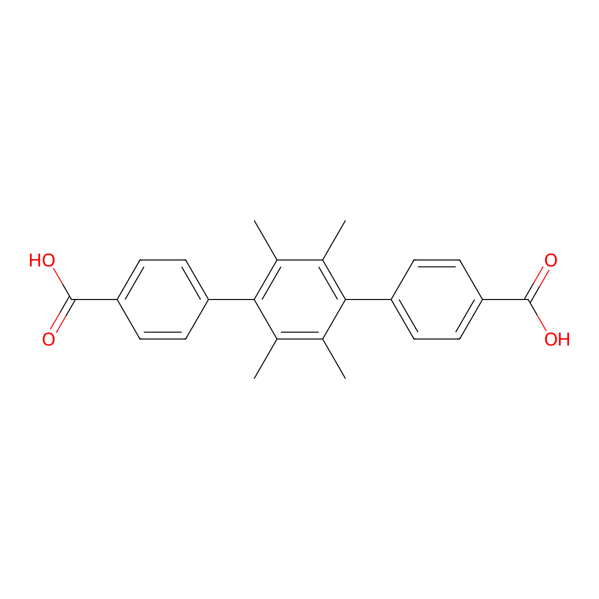 2',3',5',6'-Tetramethyl-[1,1':4',1''-terphenyl]-4,4''-dicarboxylic acid molecular structure, CAS 1394899-62-7