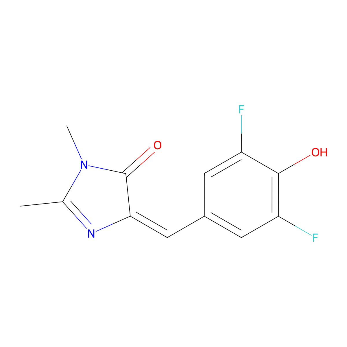 4-[(3,5-difluoro-4-hydroxyphenyl)methylidene]-1,2-dimethyl-4,5-dihydro-1H-imidazol-5-one molecular structure, CAS 1394900-31-2