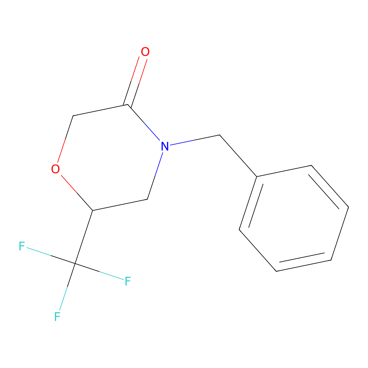 N-benzyl-2-trifluoromethylmorpholin-5-one molecular structure, CAS 1394909-66-0