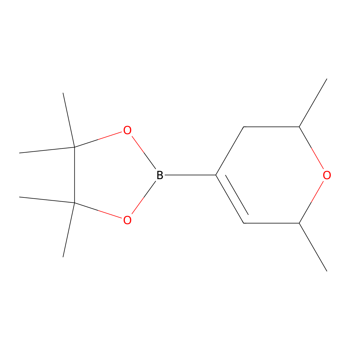 rac-2-[(2R,6S)-2,6-dimethyl-3,6-dihydro-2H-pyran-4-yl]-4,4,5,5-tetramethyl-1,3,2-dioxaborolane molecular structure, CAS 1394909-88-6