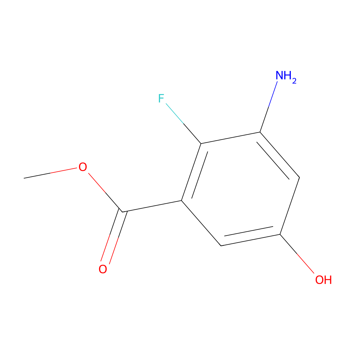 Methyl 3-amino-2-fluoro-5-hydroxybenzoate molecular structure, CAS 1394919-90-4