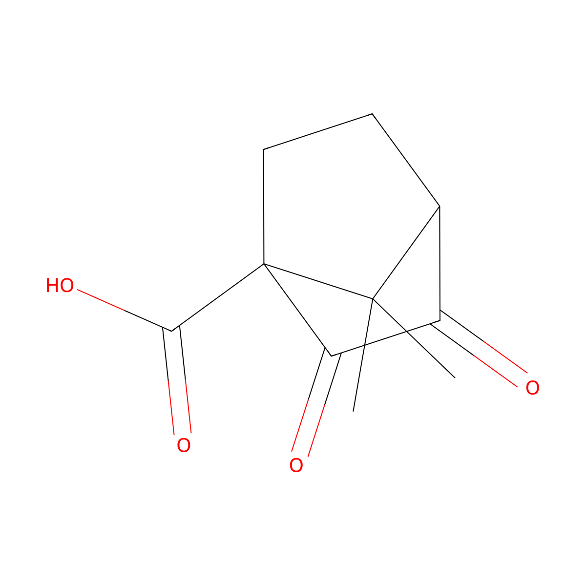 7,7-Dimethyl-2,3-dioxobicyclo(2.2.1)heptane-1-carboxylic acid molecular structure, CAS 139492-18-5