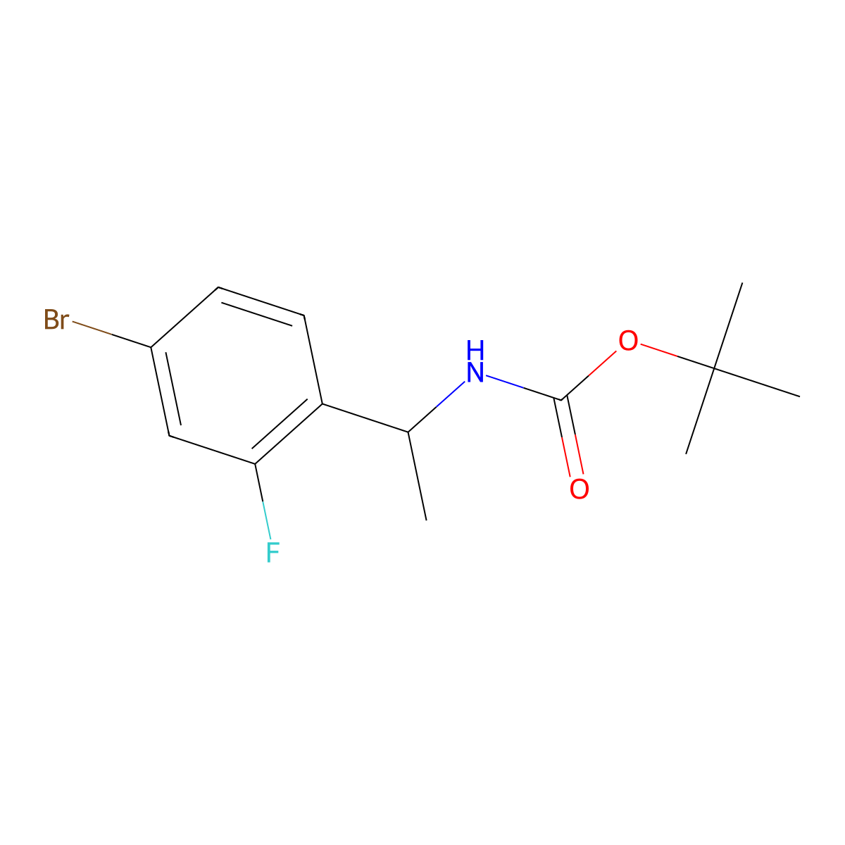 Tert-butyl (S)-(1-(4-bromo-2-fluorophenyl)ethyl)carbamate molecular structure, CAS 1394920-91-2