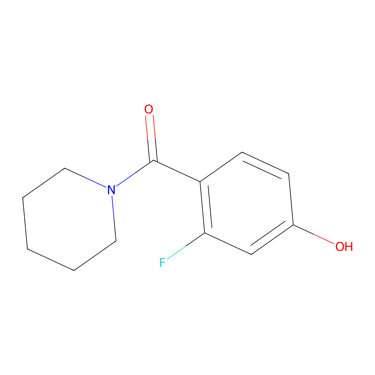 3-Fluoro-4-[(piperidin-1-yl)carbonyl]phenol molecular structure, CAS 1394924-03-8